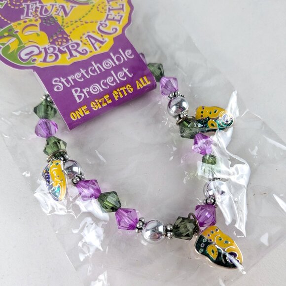 NEW Mardi Gras Stretch Bracelet - Masks - Picture 2 of 3